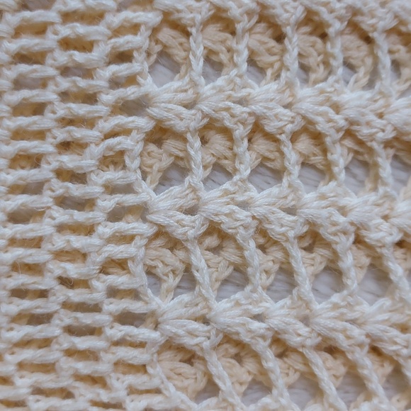 Vintage Betsey Johnson Ivory Crochet Knit Short Sleeve Cropped Cardigan Size L - Picture 5 of 8